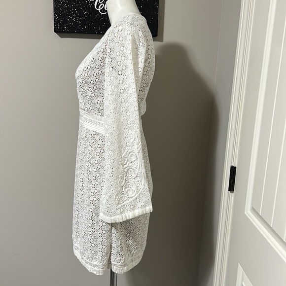 The Kooples Guipure Embroidered Mini Dress Daisy Love White Bridal Brunch Sz M - Picture 7 of 16